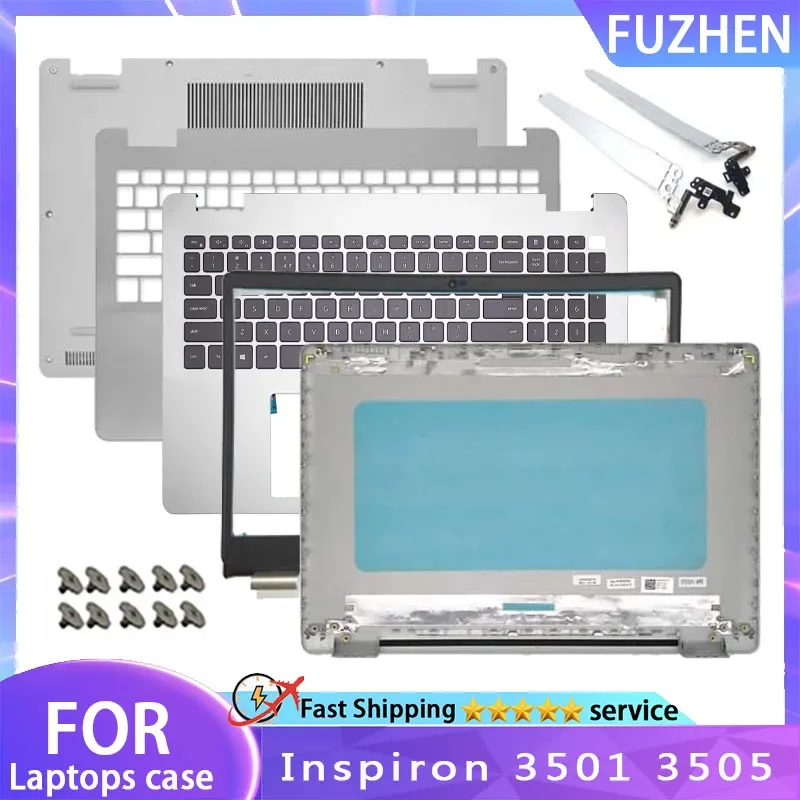 New For Dell Inspiron 3501 3505 Laptop LCD Rear Cover/Front Frame/Palm Pad Keyboard/Bottom Cover/hinges Silver