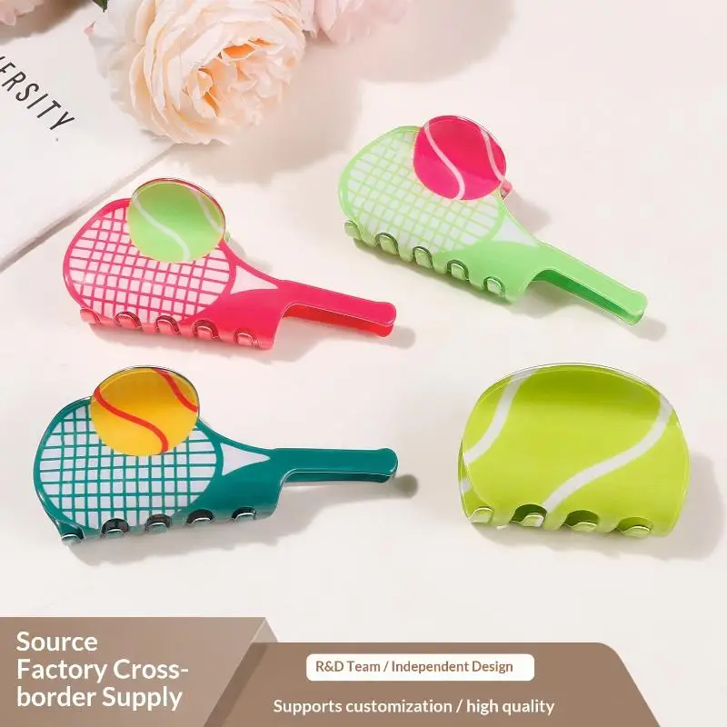 

Acetic Acid Tennis Racket Shark Hair Clip Fashion Non Slip Hair Caw Claw Clip Girls Daily Headwear Decor