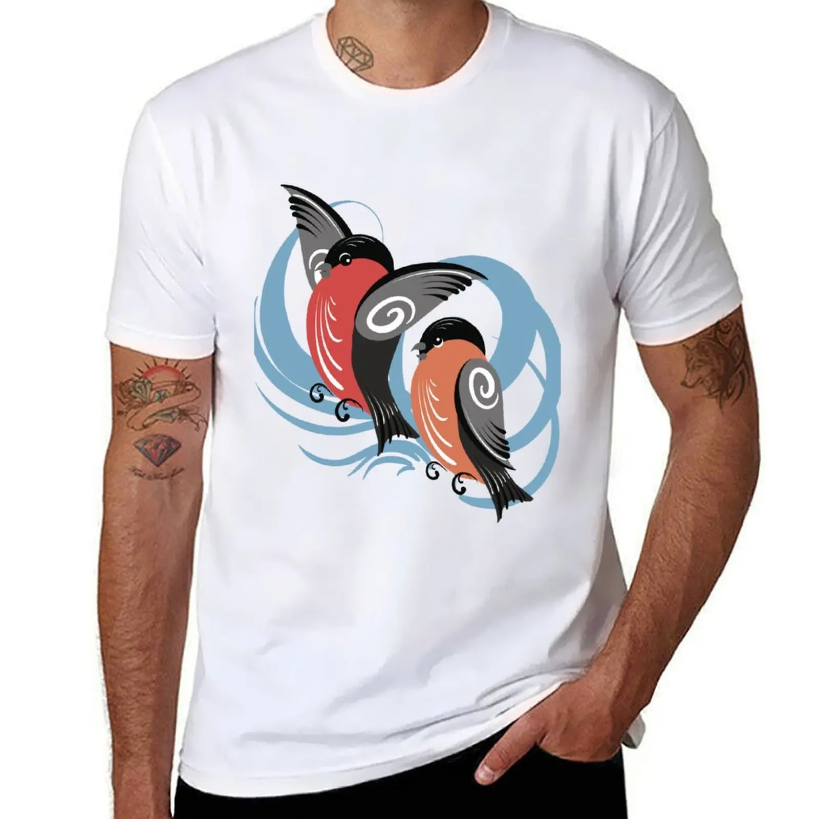 

Bullfinches T-Shirt man t shirts graphic black cotton t-shirt plain for man package T-Shirt