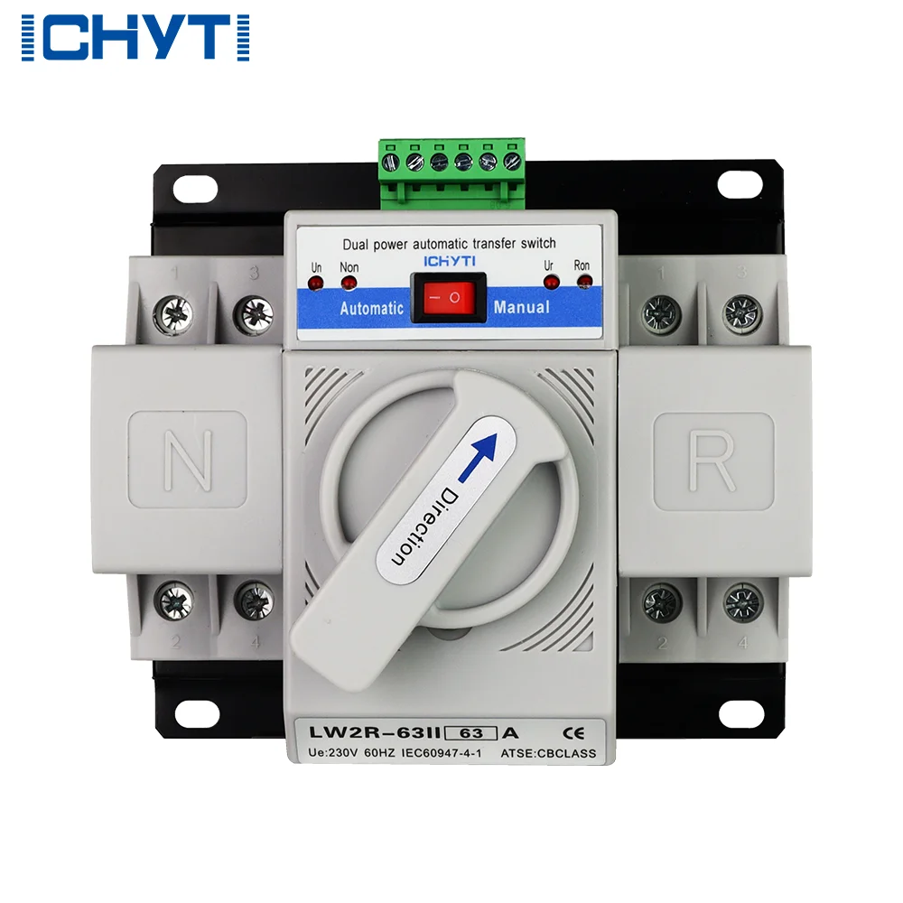 2PCS CHYT LW2R-63 2P 3P 4P AC 230V 400V 63A MCB Type Dual Power CB Class ATS Change Over Switch Automatic Transfer Switch