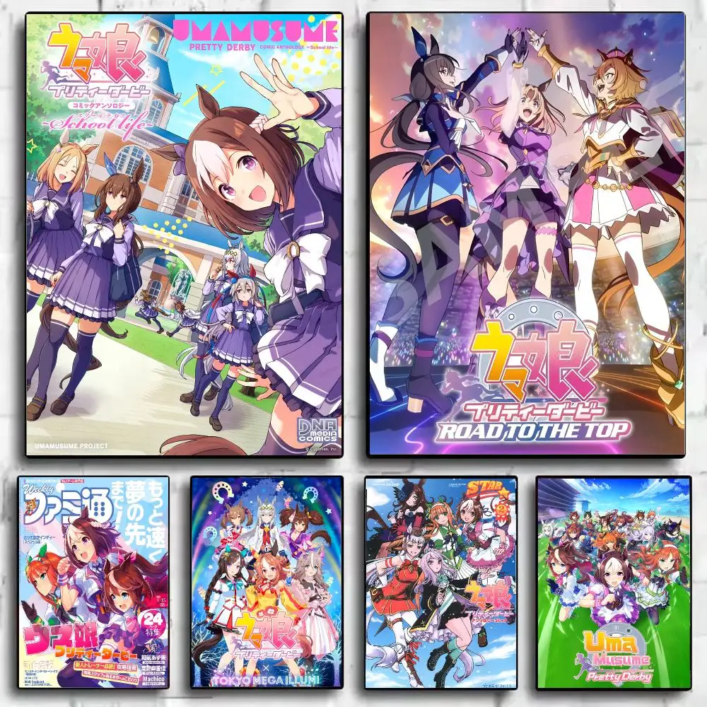 Uma M-Musume Pretty D-Derby Poster Self Adhesive Wall Stickers Removable Room Decor Aesthetic Space Murals Fancy Gift