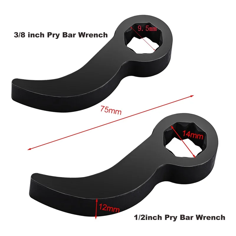 ABLK 2 Pack Crowbar Adapter Wrench Tool Pry Bar Wrench Adaptor Tool Fits For 1/2" 3/8" Drive Ratchets Repairing Tools