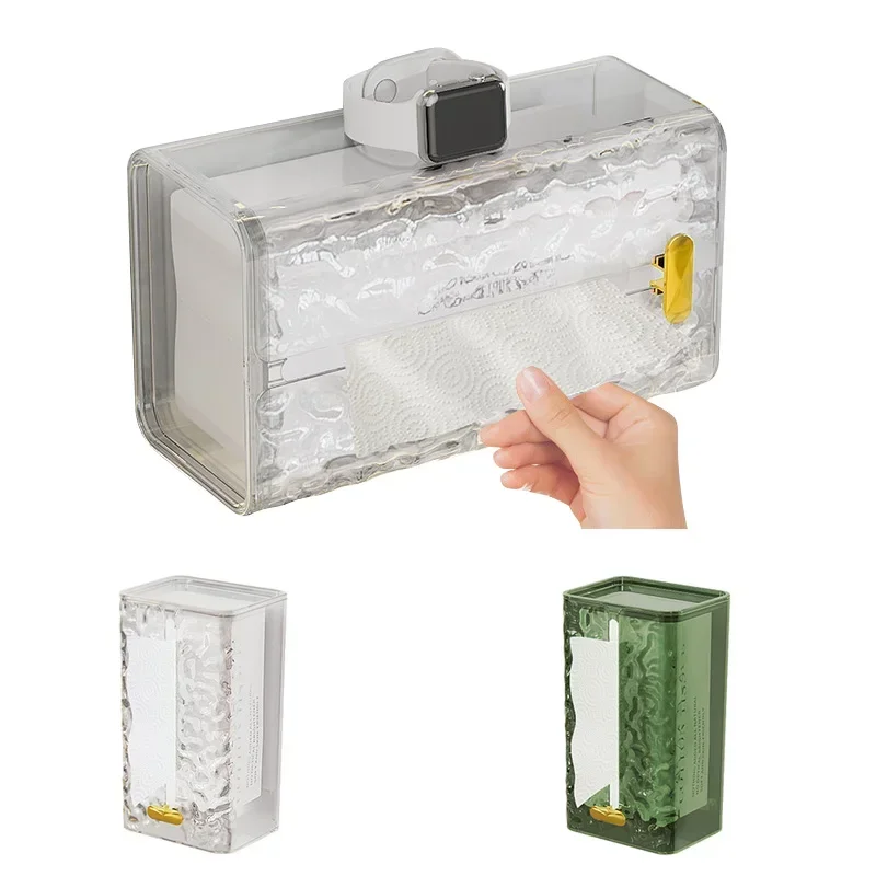 Tissue Box Transparent Rectangular Tissue Storage Box Bathroom Wall Mounted Toilet Paper Case Desktop Napkin Box