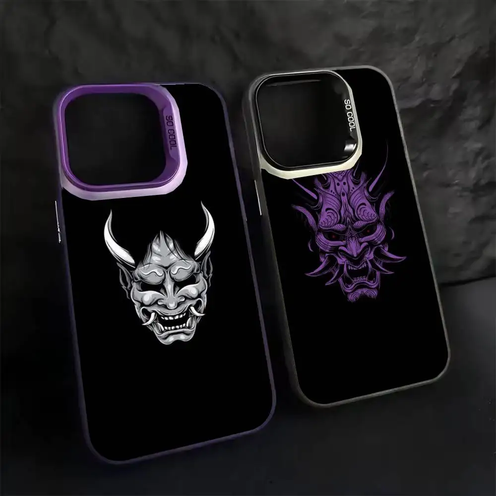 

Hannya Mask Ghost Phone Case For iPhone 17,16,15,14,13,12,11,Pro Max,Plus black Candy Silver Cover
