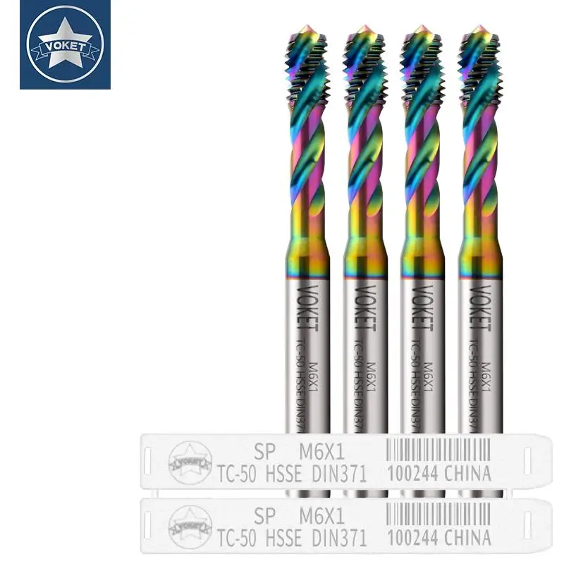 VOKET 1PCS HSSE-M35 DIN 371 376 Standard Spiral Fluted Tap M2 M2.5 M3 M4 M5 M6 M8 M10 M12 M14 M16 Machine Screw Thread Taps