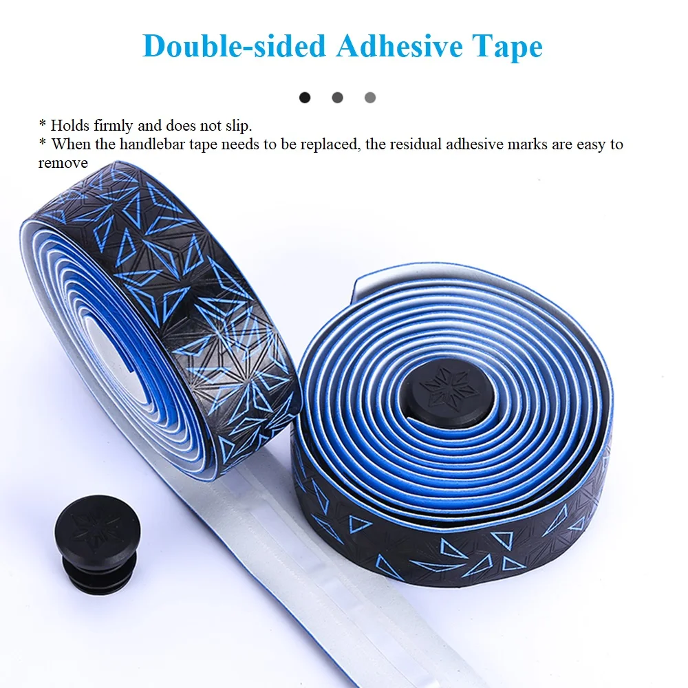 1 Pair Road Bike Anti-Slip Handlebar Tape Shock Absorbing Sweat Handle Bar Tape w/ Bar End Plugs Bicycle Rod Pole Tape Bartape