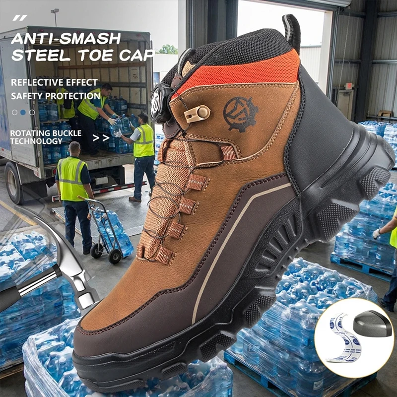 Chaussures de sécurité légères, imperméables, à bout haut, avec bout en acier, anti-perforation et anti-écrasement, pour les travailleurs du bâtiment