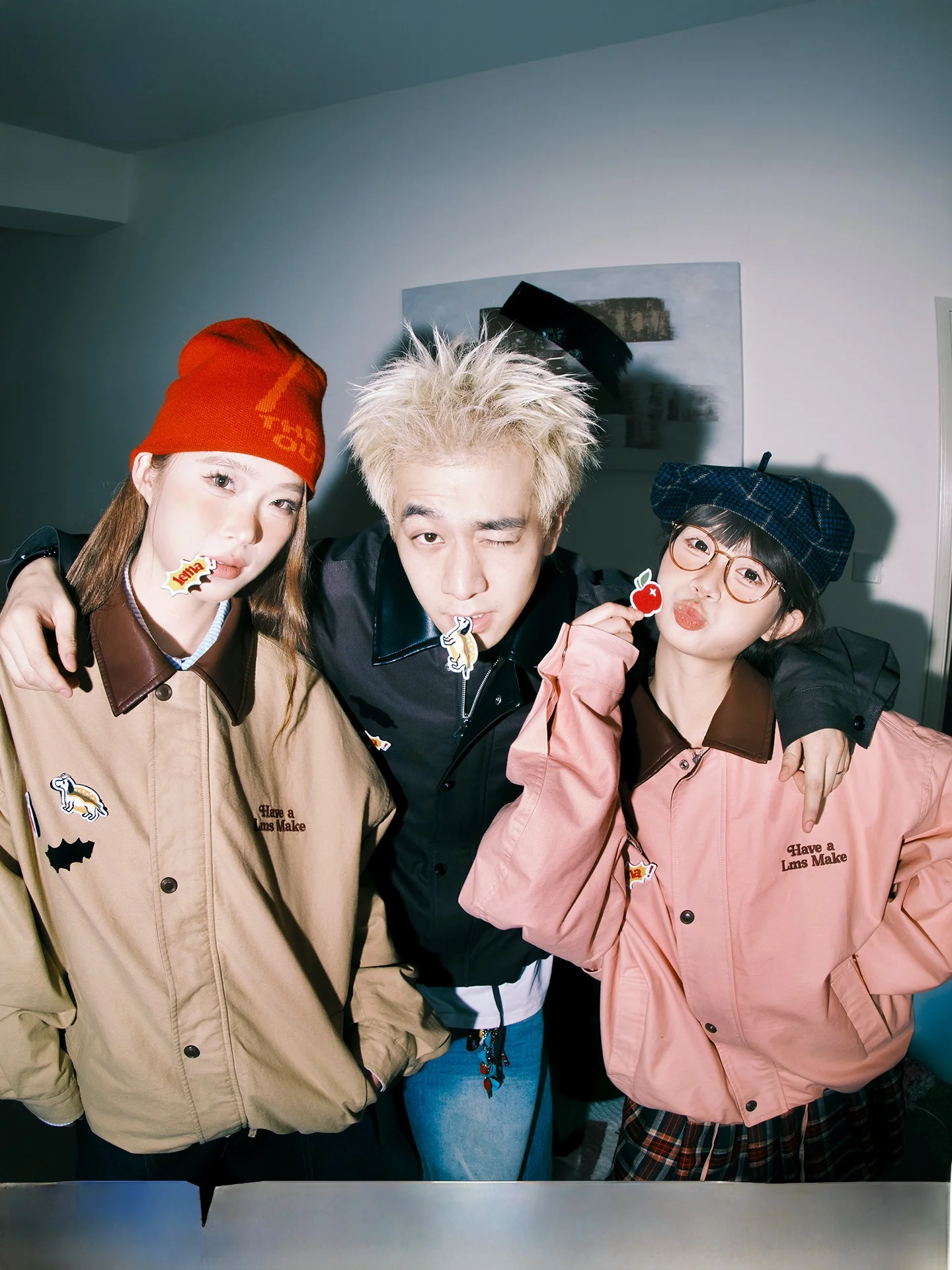 

Lemanism Cartoon Burger Dog Collar Jaet Men's Autumn 2025 Trendy Brand Top Coat Couple's Sle Loose Fit Long Sve