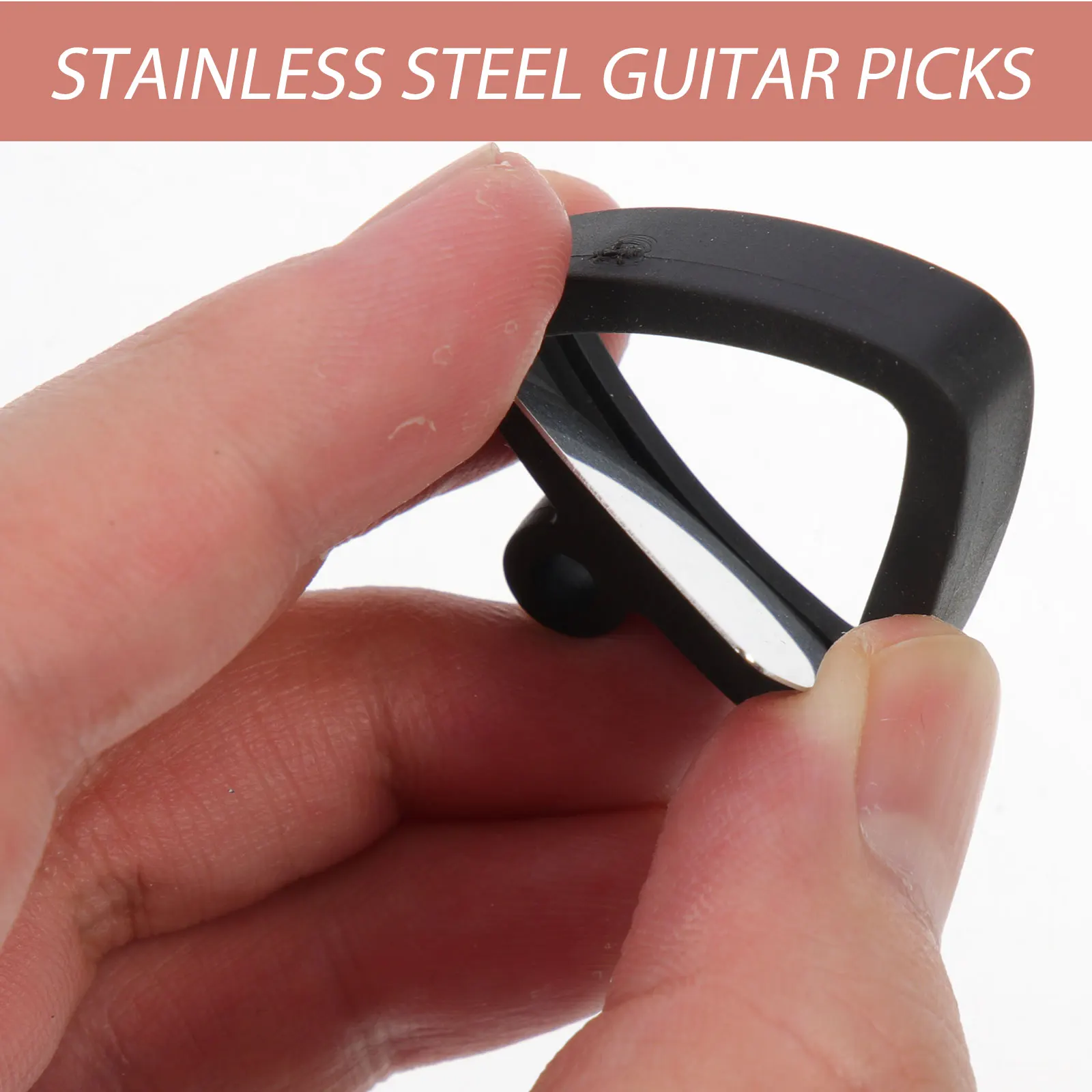 

1 Set Silicone Guitar Pick Holder Stainless Steel Picks Necklace Keychain Storage For Triangle Bass Ukulele Accessories Parts