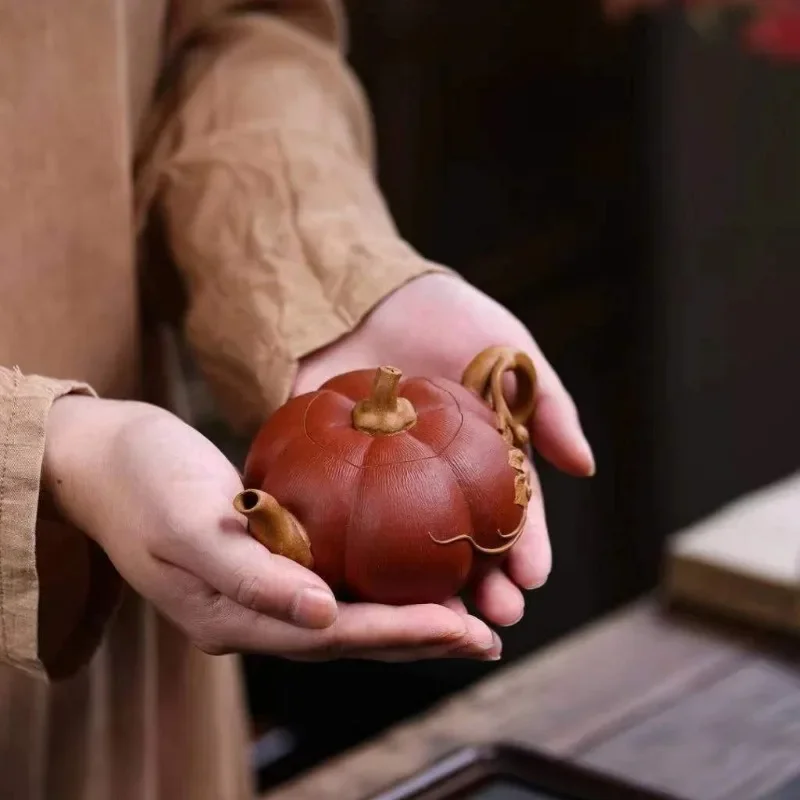 Yixing Raw Ore Purple Clay Teapot Exquisite Biomimetic Pumpkin Teapot Handmade Kung Fu Tea Set