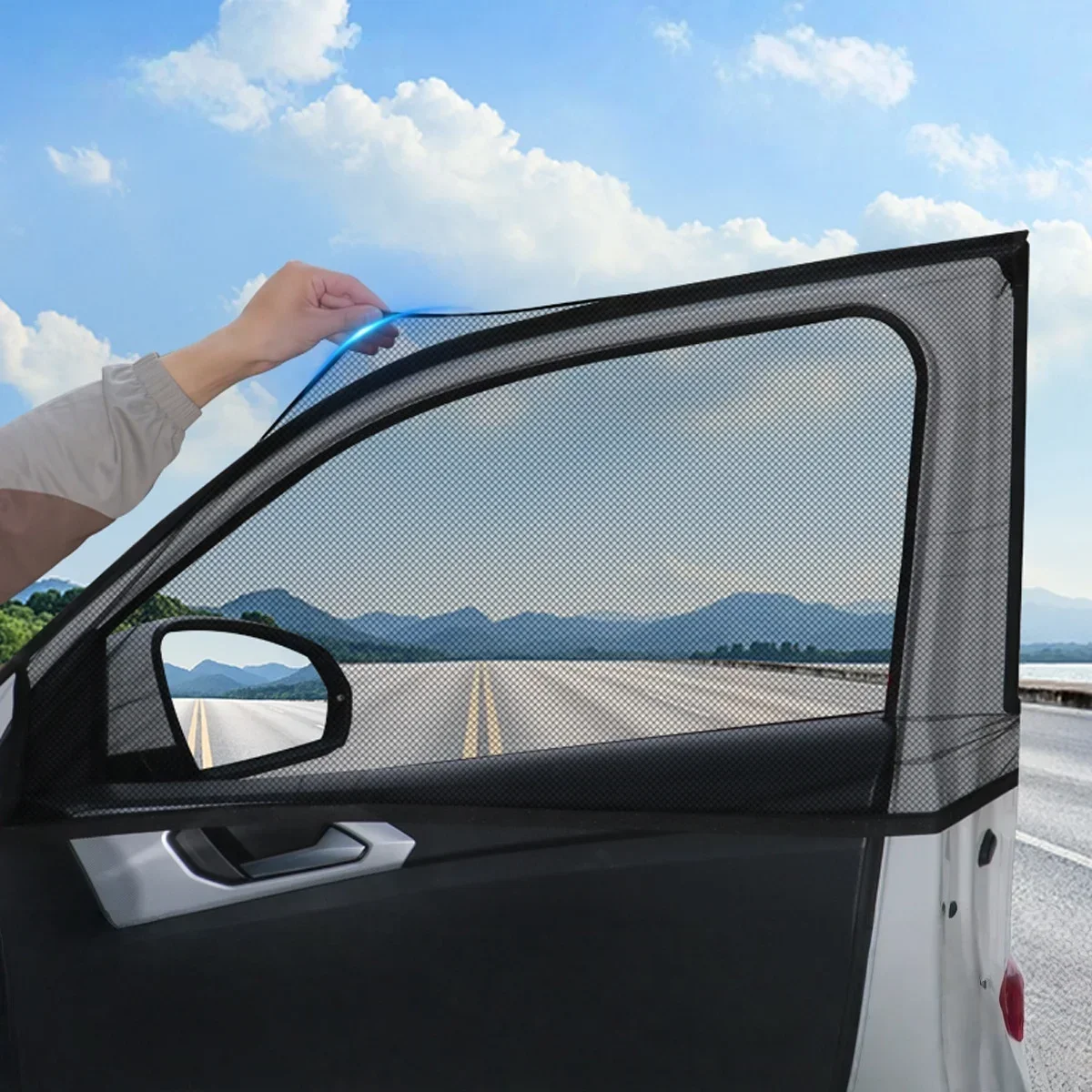 2Pcs Car Window Sunshade Mesh Anti-Mosquito Sun Shade Curtain Block Mesh Screen Car Window Mesh Screen