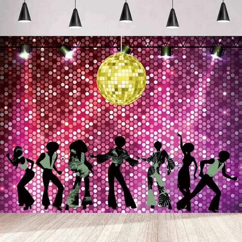 

Photography Backdrop Music Party Glitter Shiny Stage Lights 60s 70s 80s 90s Party Banner Birthday Background Musical Party Decor