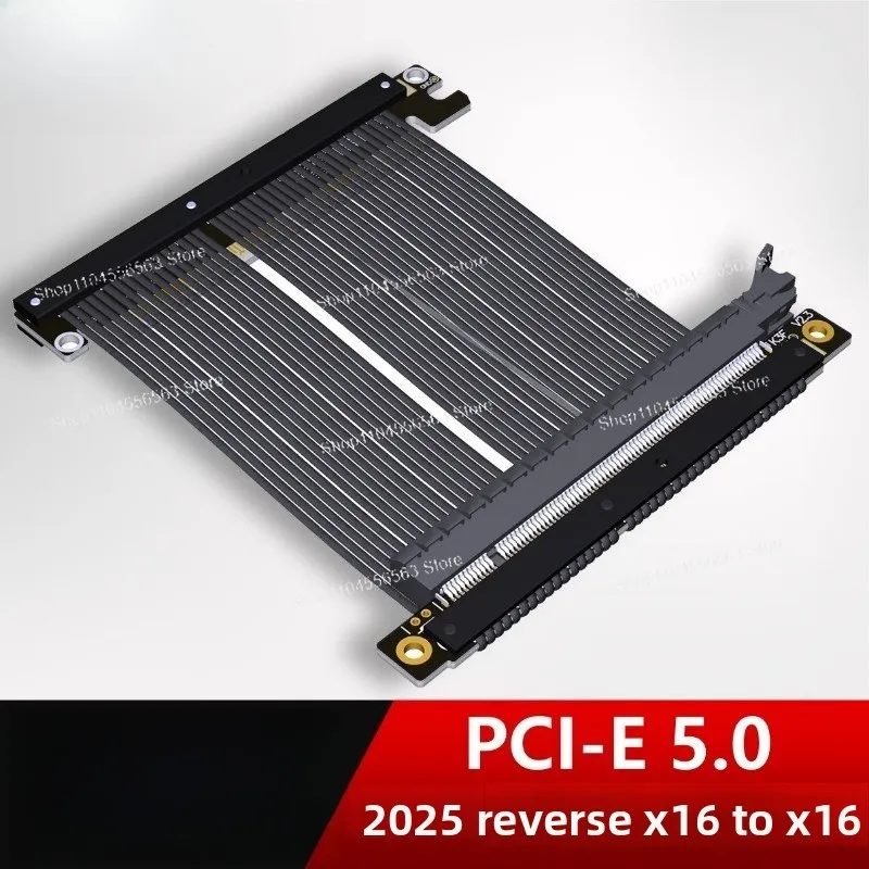 PCIe 5.0 X16 GPU Extension Cable, Lossless High Speed Flexible Ribbon Cable, Double Reverse for A4ITX