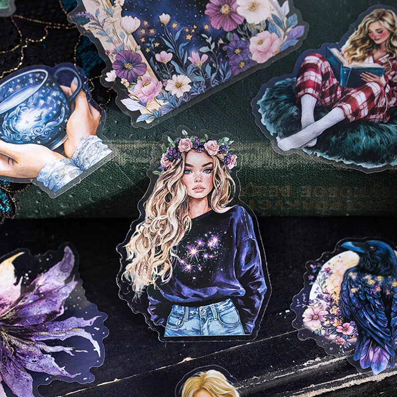 

Mr Paper,180pcs/bag ‘Phantom Night Dreams’ series black night scenery stickers pack luggage diary stickers stationery supplies