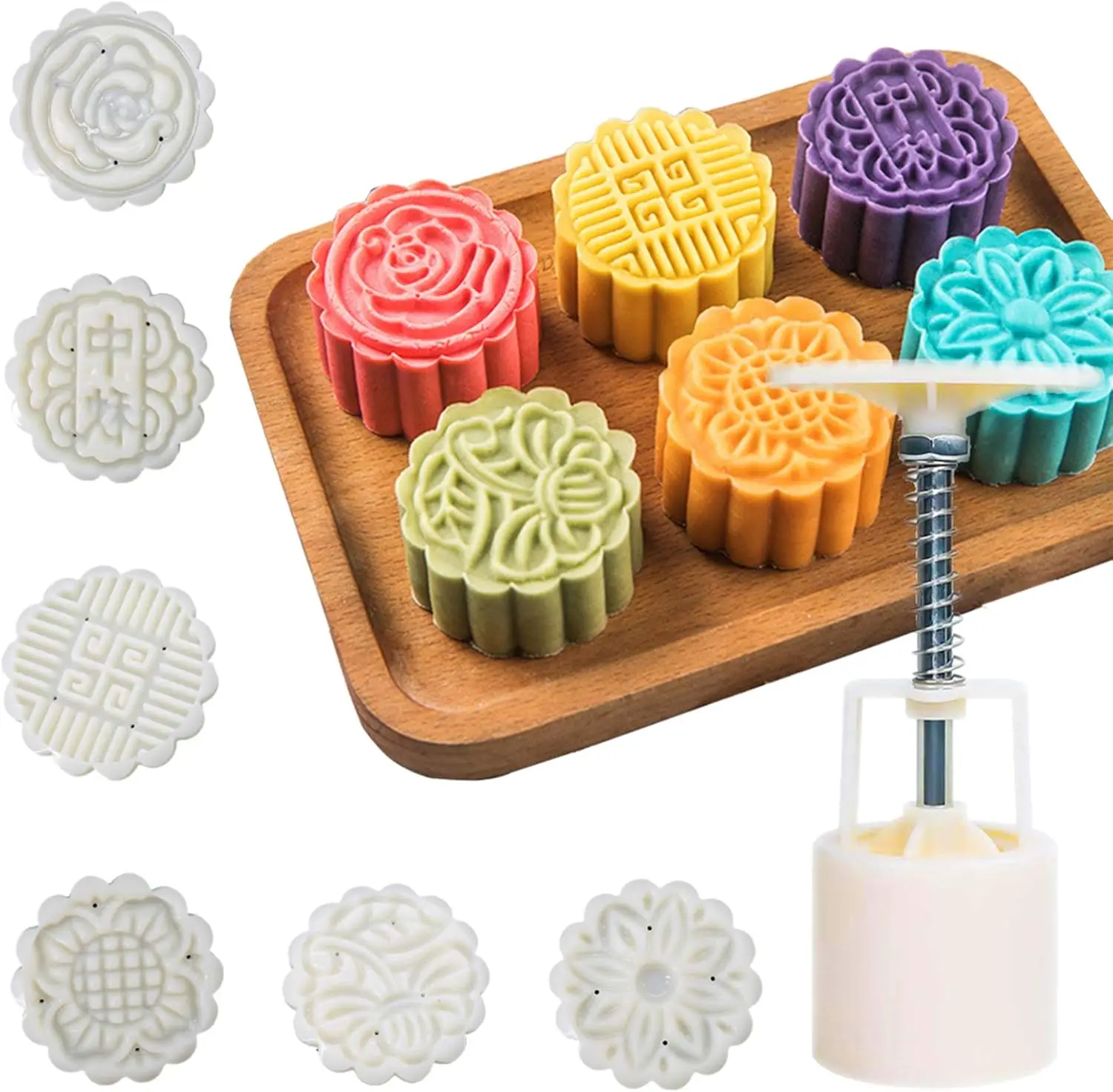 Juego de 6 moldes para pasteles de luna, sellos para galletas DIY para la elaboración de repostería del Festival del Medio Otoño