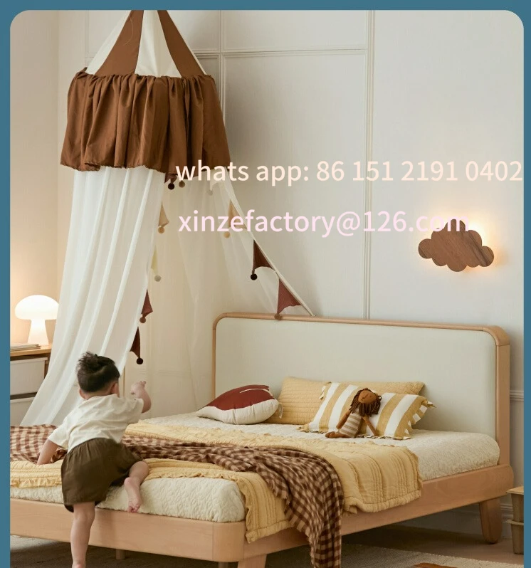 

Customizable solid wood children's bed boys and girls 1.2 meters backrest soft bag bed small apartment bedroom 1.5 single bed