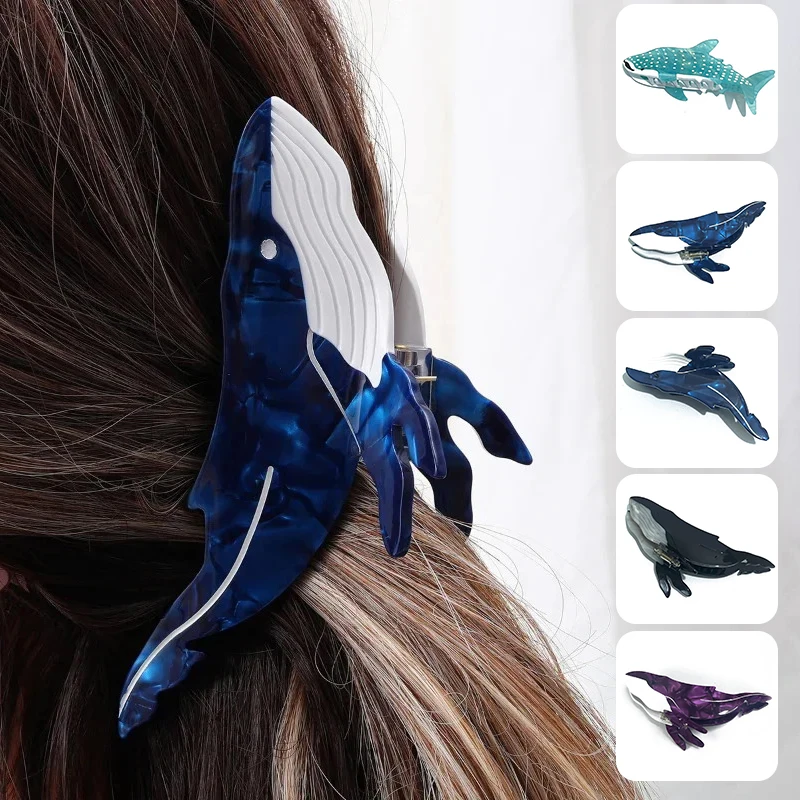 Fashion Hair Claw Clip Lovely Whale Acetate Creative HairClip For Women Hair Accessories Girls Head Wearing