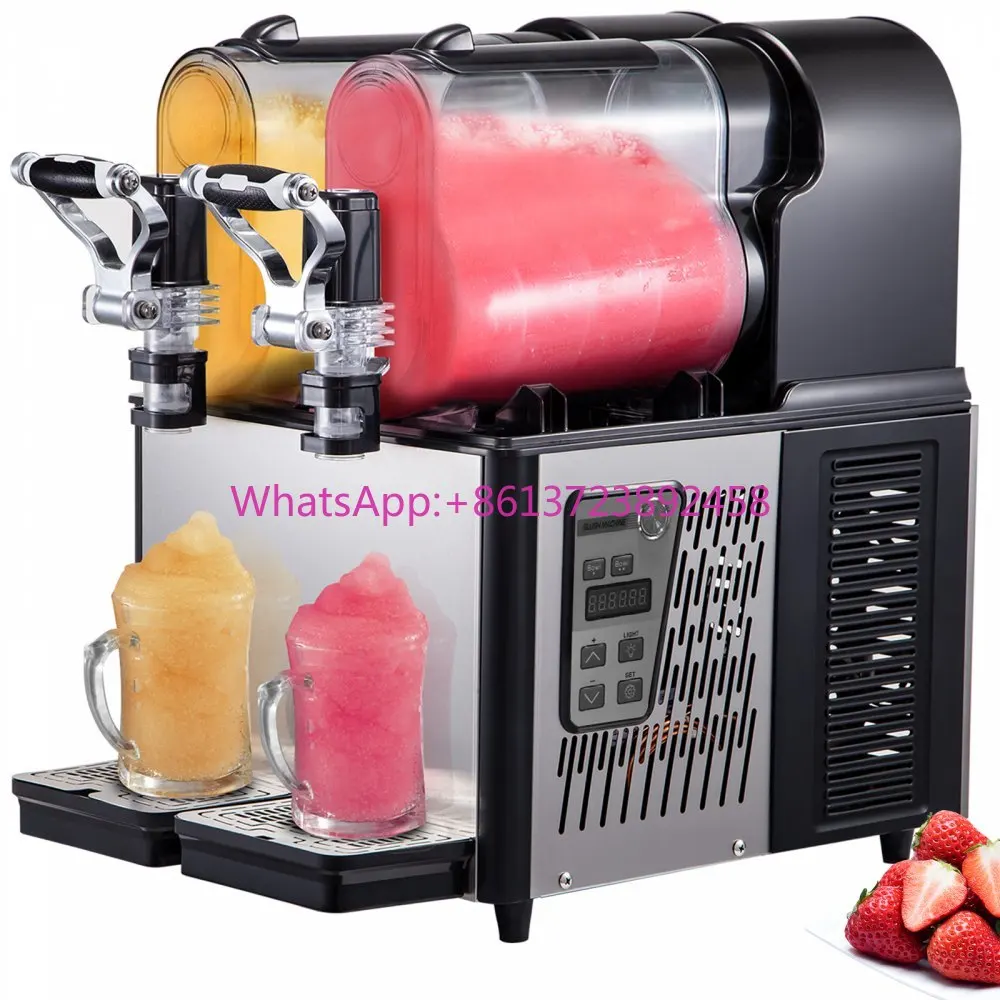 

VEVOR Commercial Slushy Machine 3LX2 Tank Slush Drink Maker 340W Frozen Drink Machine with Temperature Preservation
