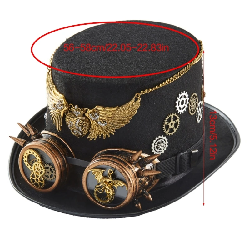 Cappello Steampunk Cappelli a cilindro Steampunk per uomo con occhiali Cappello da viaggiatore Steampunk Accessori Steampunk Festa di Halloween