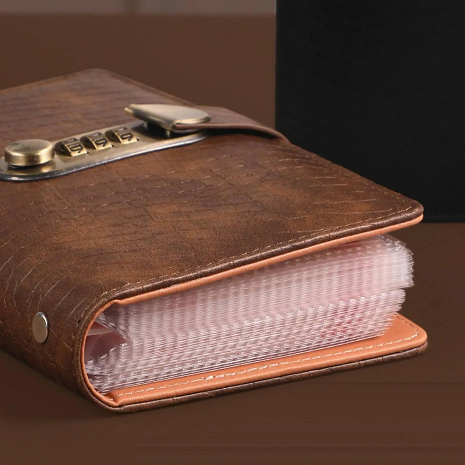 Combination Lock Cash Book Binder for Money Management with 50 Sleeves and 100 Page Capacity in Black