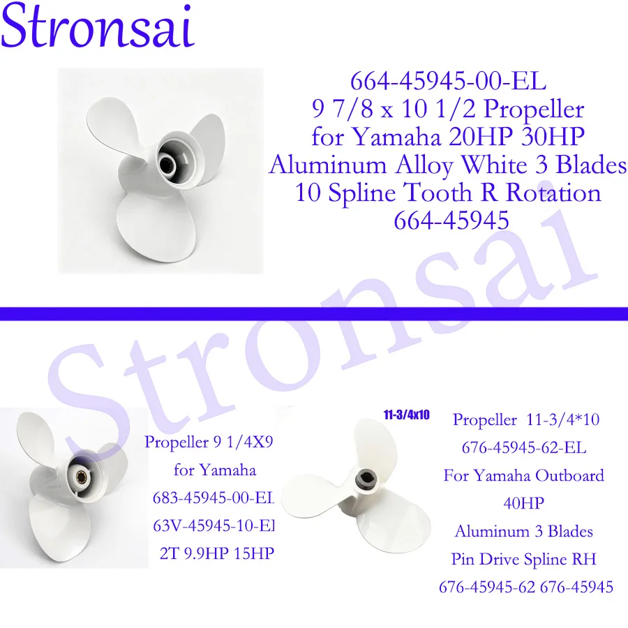 664-45945-00-EL 676-45945-62-EL 683-45945-00-EL Propeller For Yamaha 9.9-40HP 3 Blades 664-45945 63V-45945-10-EL 676-45945-62