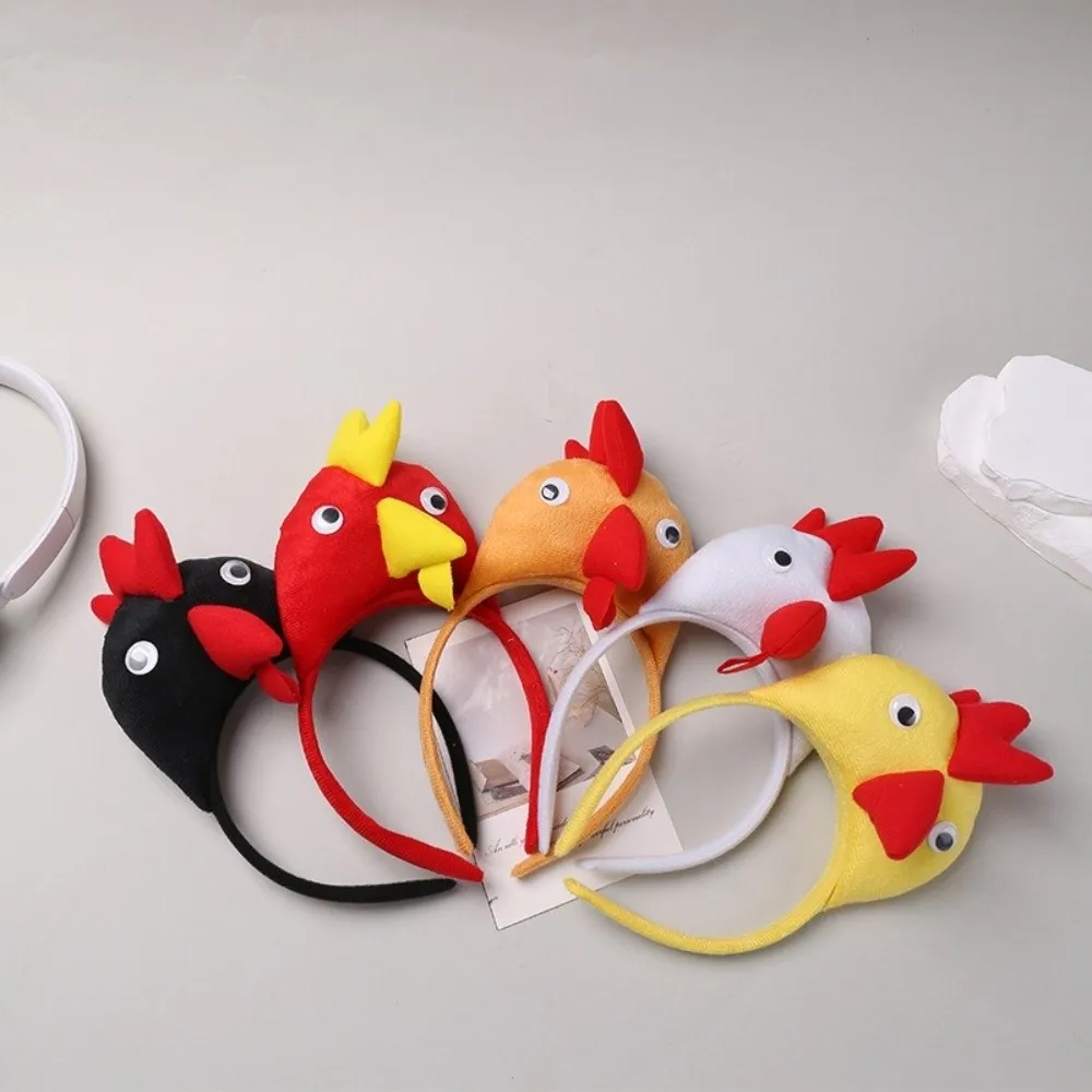 Unique Party Headwear Cartoon Chicken Headband 3D Cute Animal Hair Accessories Funny Adorkable Chick Headwear Party