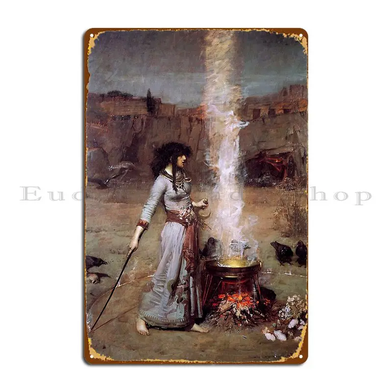 John William Waterhouse The Magic Circle Metal Sign Wall Decor Garage Designing Designing Kitchen Tin Sign Poster