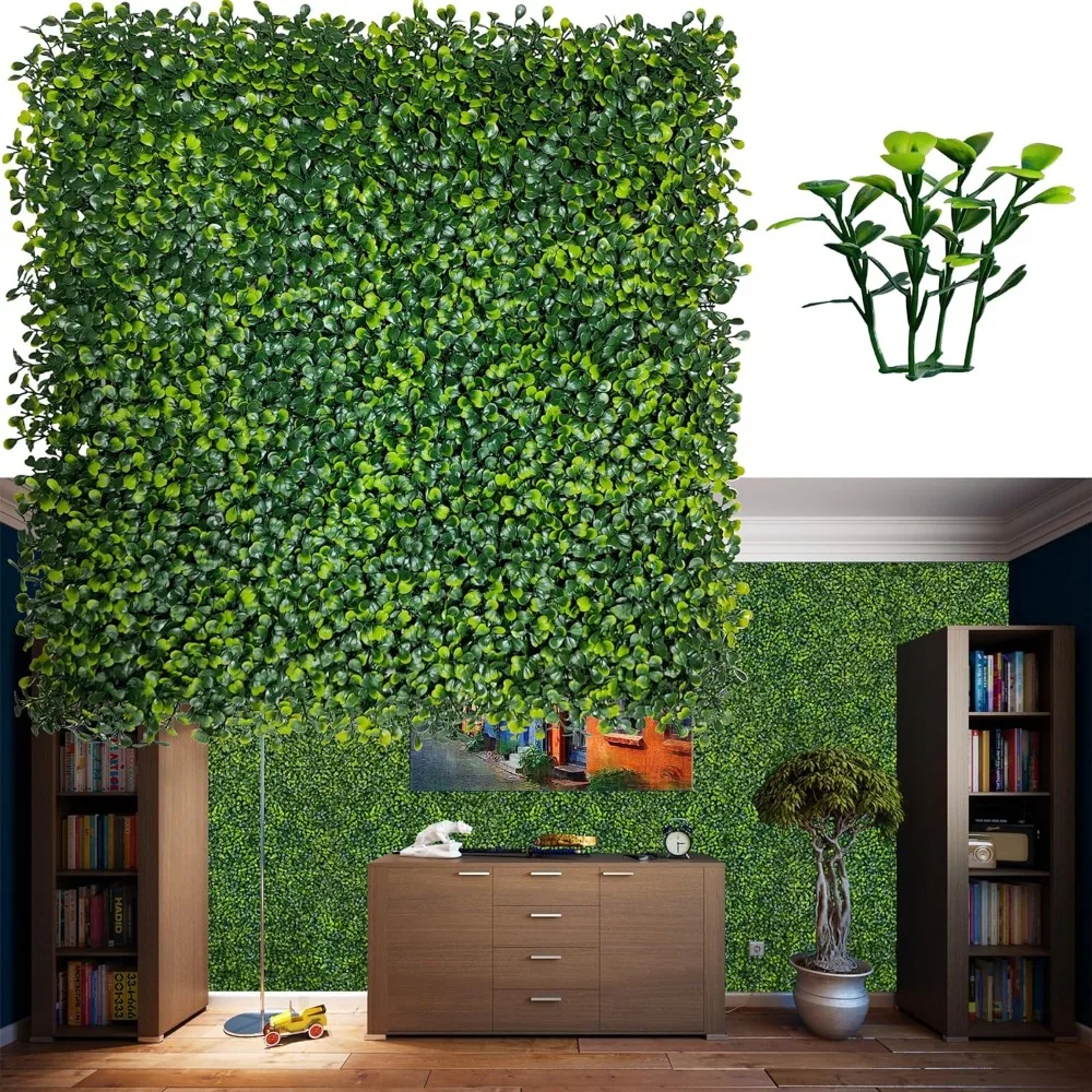 Artificial Boxwood Wall Panels, 20 X 20 in UV-Anti Yellow-Green Color Greenery Grass Wall Backdrop Panels