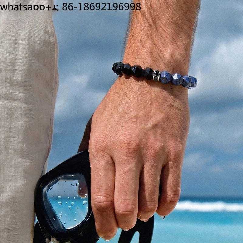 Poseidon Couple Bracelet Men's and Women's Black Agate Bracelet.