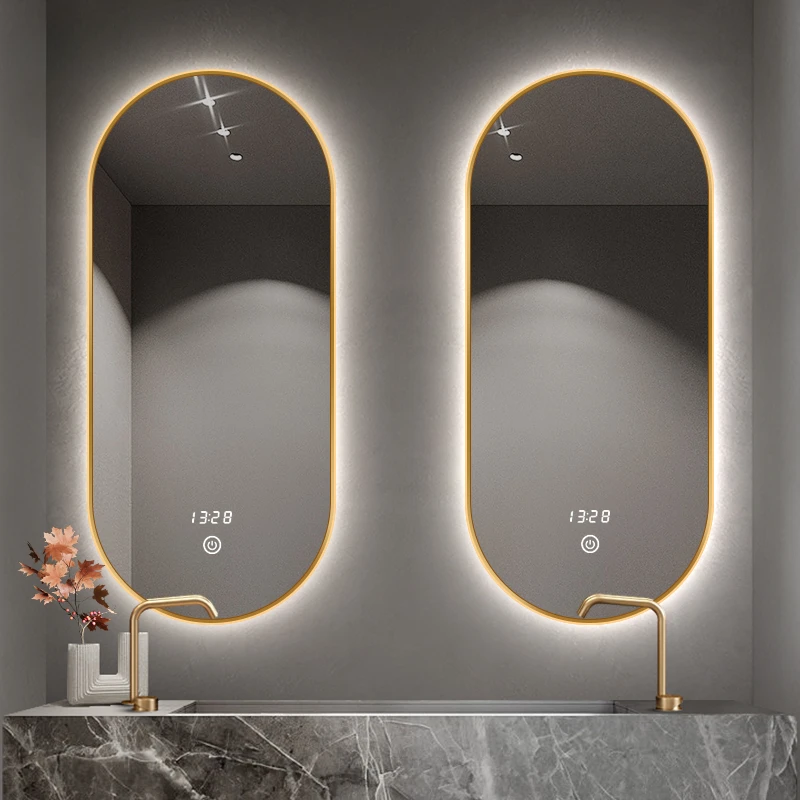 

Dressing table, make-up mirror, LED luminescent aluminum alloy frame, round mirror, toilet mirror, smart bathroom mirror, hangin