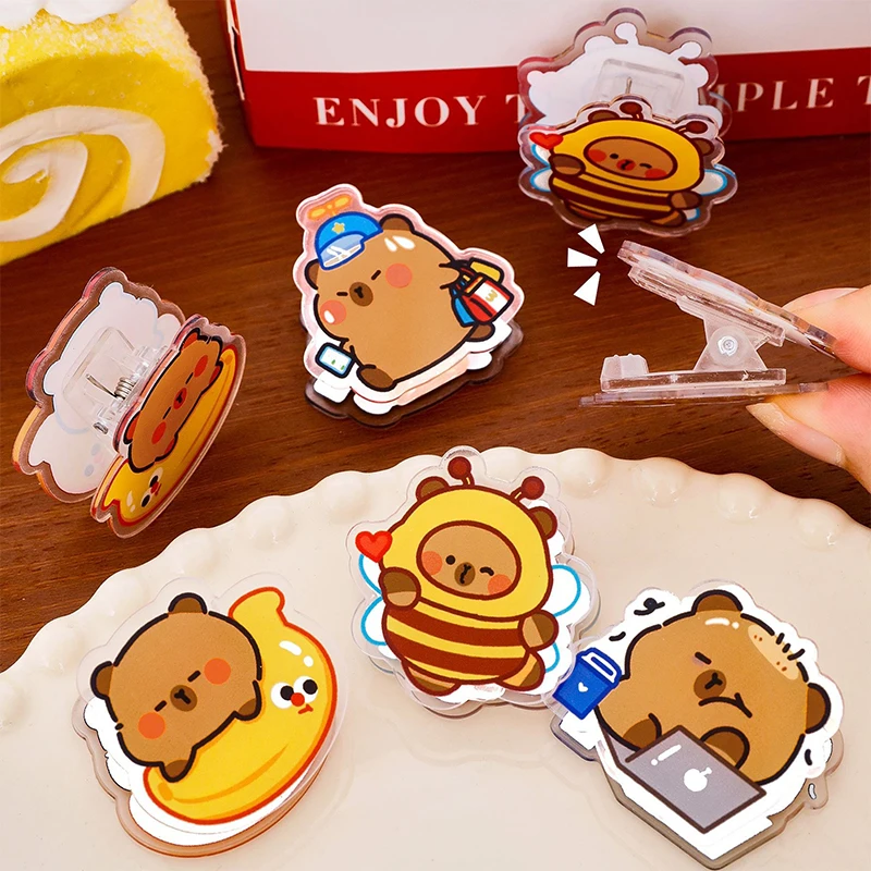 Conjunto de clipes de papel capivara, 4 peças, clipe de memorando pp fofo para papéis de teste e organização de documentos, material de escritório escolar multifuncional