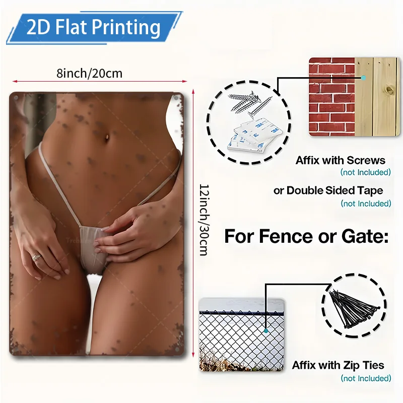 1pc Metal Sign, 4x16inch "Modern Abstract Art: Elegant Nude Figure on Rustic Metal Wall Decor"