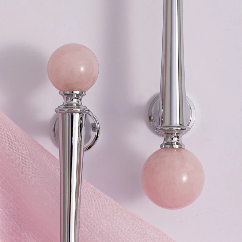 Crystal style cabinet handle with chrome finished brass base — product image 19