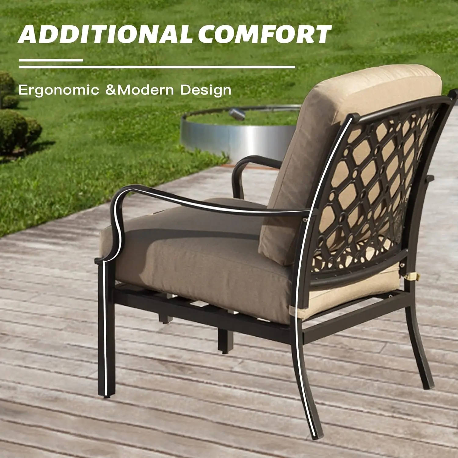 Domi Patio Conversation Set 4 Pieces, Metal Outdoor Patio Furniture with Coffee Table, All-Weather Modern Deep Seating Sofa Set