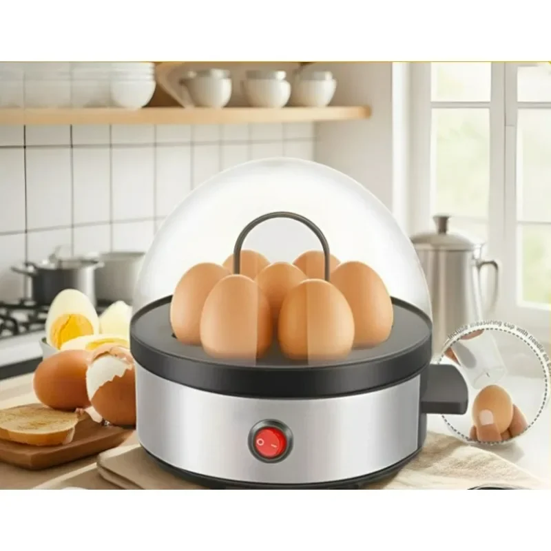 Stainless Steel 7-Egg Cooker with Auto Shut-Off & Buzzer – 304 Electric Egg Boiler for Hard, Soft & Poached Eggs