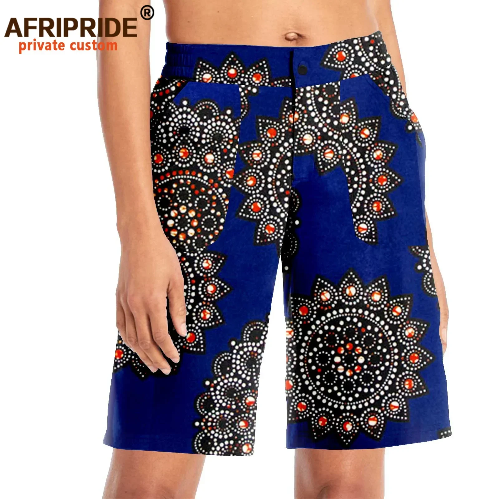 African Shorts for Women Summer Fashion Casual Sexy Print Short Cotton Plus Size Casual High Waist with Two Pockets A2121002