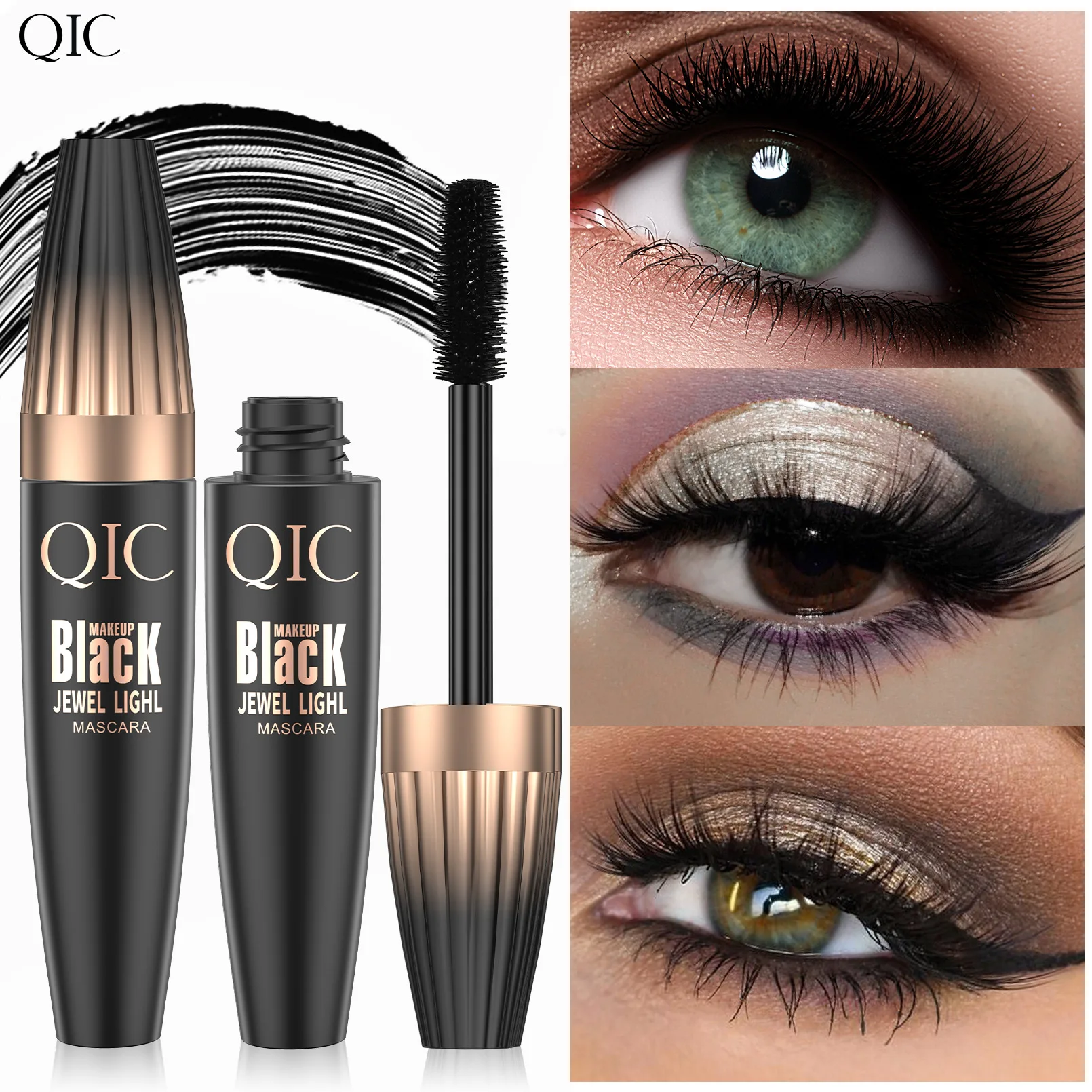 4D Silk Fiber Mascara Black Natural Volume and Length Liquid Mascara with Fiber extending Thickening and Waterproof Smudge-proof