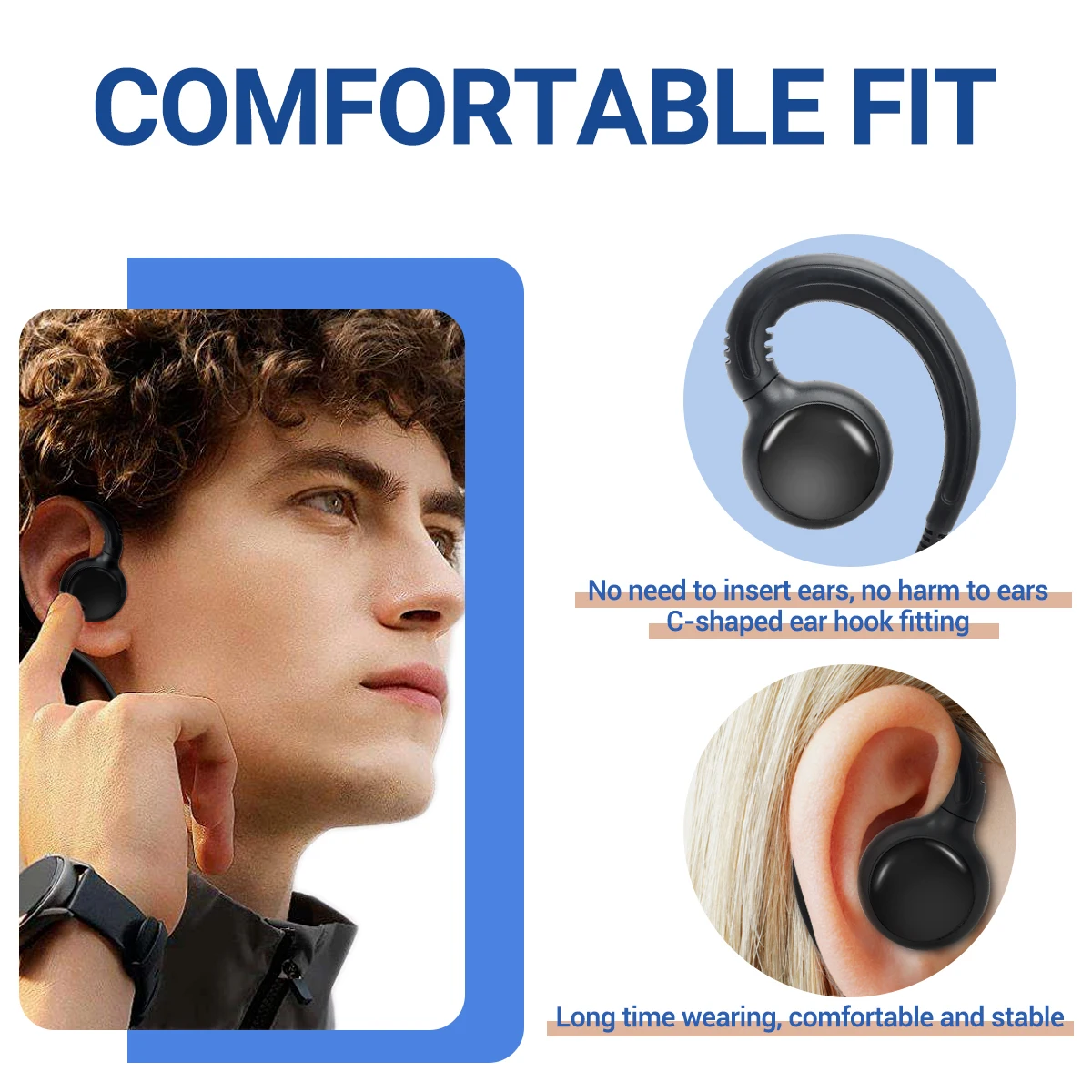 ABBREE Walkie Talkie Headset 2Pin M Plug Covert with Mic Big PTT And C-Shape Swivel Earpiece for Motorola Walkie Talkie GP2000
