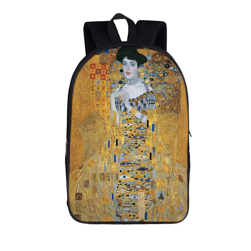 KISBISS by กุสตาฟ Klimt กระเป๋าเป้พิมพ์ลายเป้สะพายหลังของโรงเรียนเยาวชนภาพเขียนสีน้ำมันน้ำตากระเป๋าเก็บของความจุขนาดใหญ่กระเป๋านักเรียนสำหรับเด็ก