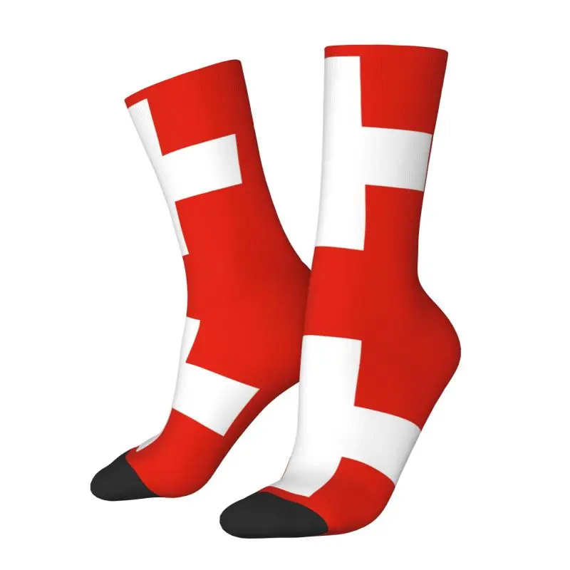 Swiss Switzerland Flag Mens Crew Socks Unisex Funny 3D Printing Dress Socks