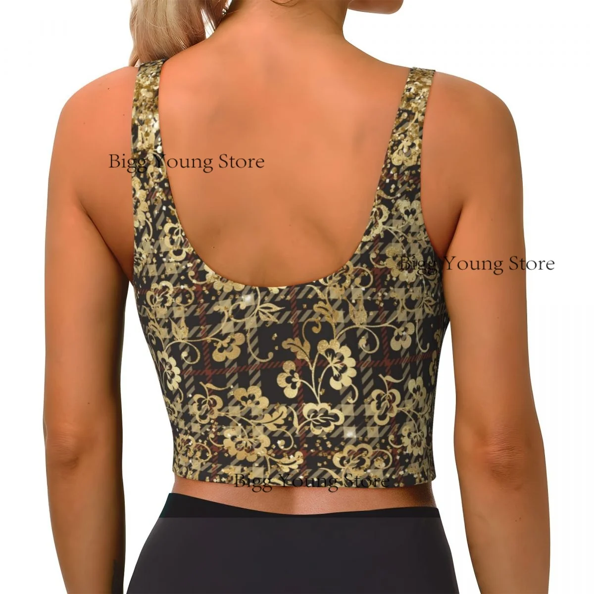 Sports Bra Women Running Yoga Clothes Vest Digital Paper Glitter Background Gathering Fitness Vest