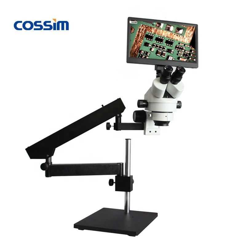 5MP HDMI-Compatible 7X~45X Zoom Trinocular Stereo Video Jewelry Microscope Dental with Universal Rotatable Arm Stand