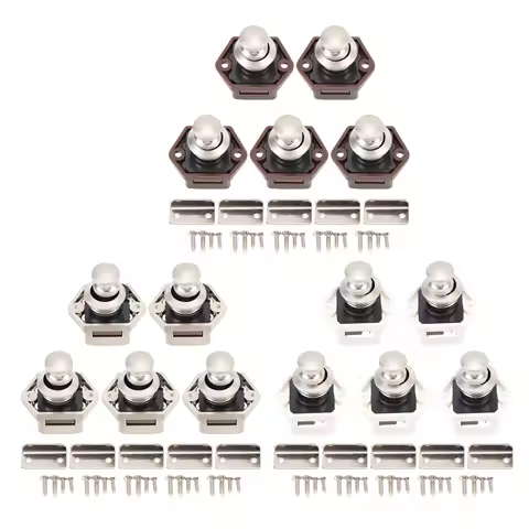 5Pcs RV Motorhome Push Button Latch Keyless Cupboard Door Knob Latch For 14-18mm Door Thick Yachts Caravan RVs Accessories