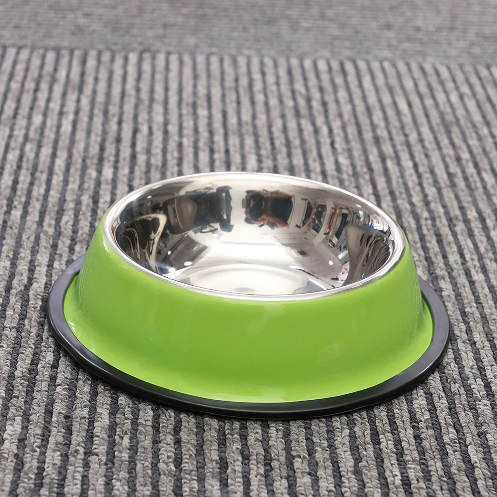 犬と猫用のステンレス製ボウル,18cm (緑),ペット用品