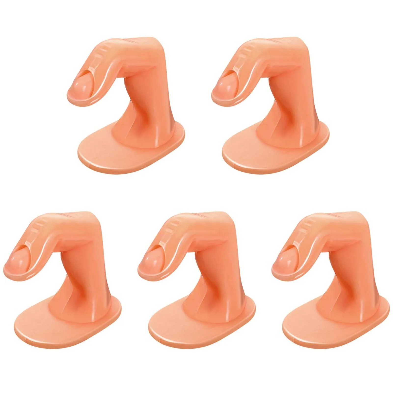 5pcs Practice Finger Nail Art Ornament Plastic Fake Fingers with Nails for Hand Nail Art Training Display Decoration Tools