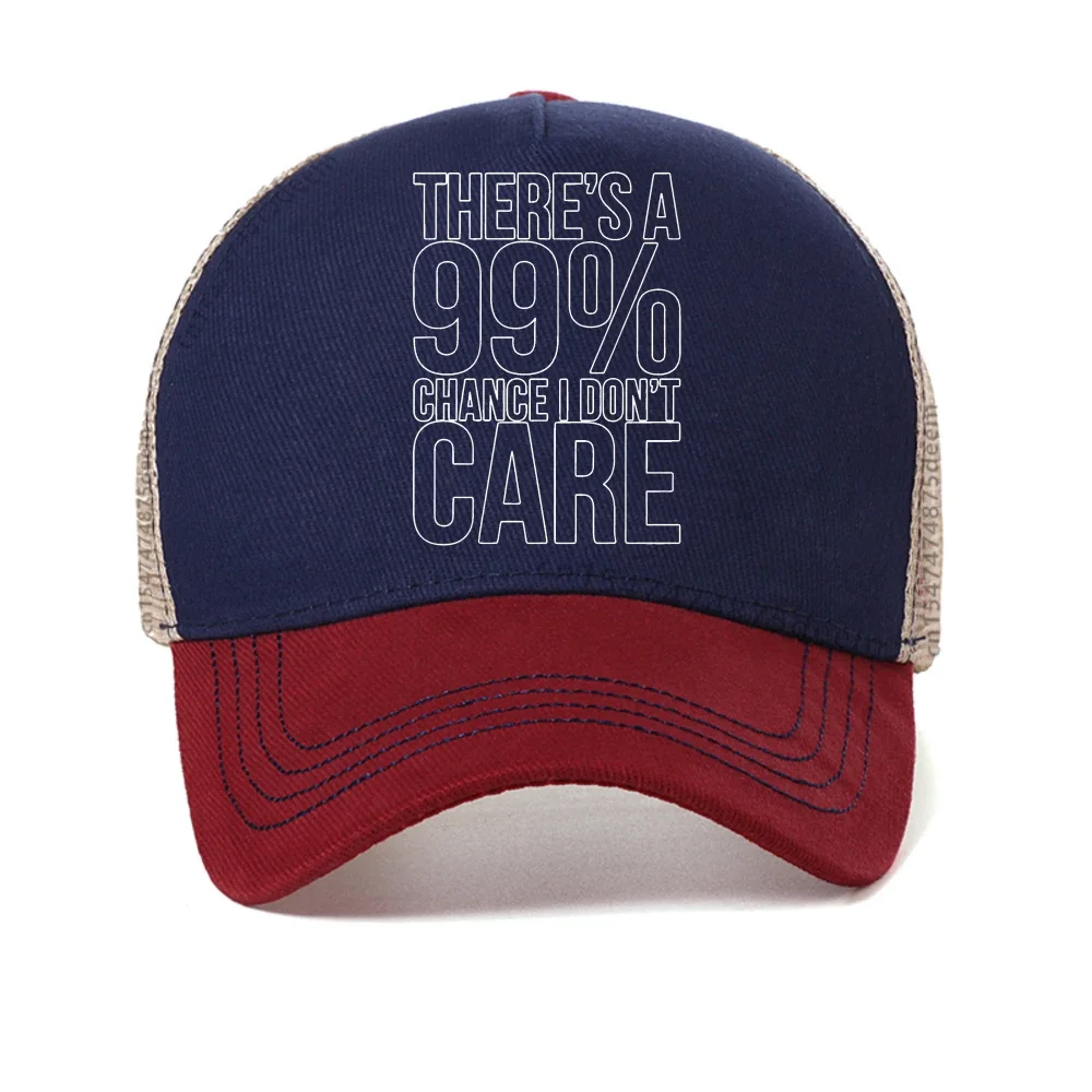 Theres A 99 Chance I Dont Gare Baseball Cap Faashion Unisex Adjustbale Snapback Hat Summer Cool Mesh Breathable Trucker Hats