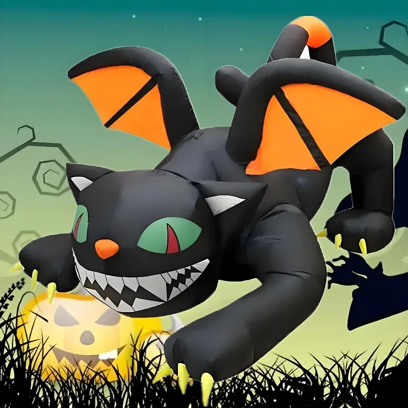 1.  8M/6FT Halloweenowe dmuchane zabawki dekoracje Smok ze skrzydłami Wbudowane LED Rekwizyt Zewnętrzny Wewnętrzny Impreza Trawnik Ogród Dekoracje