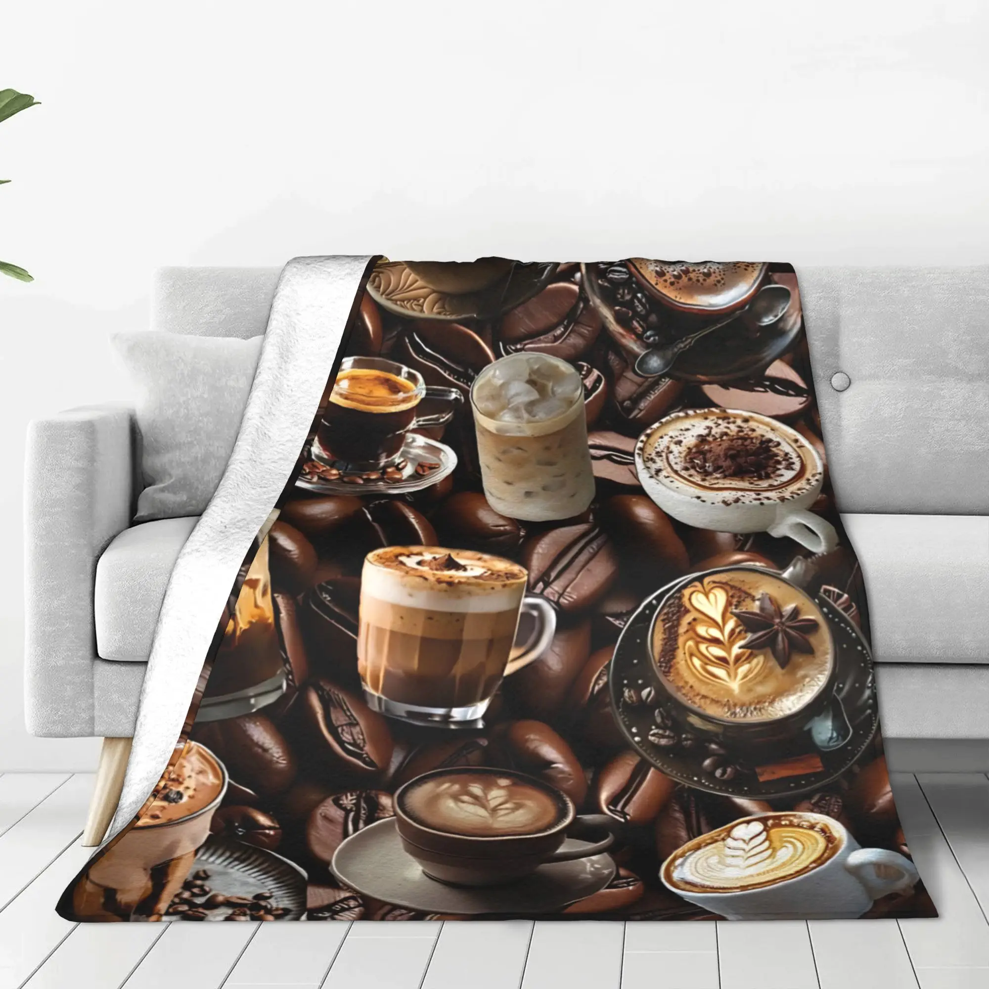 1PC Coffee and Vibes social media share ideas Winter Blankets for Adults Bedding Home Interior Sofa Knee Black Friday Deals