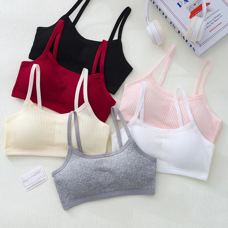 Cotton Girls' Underwear for Elementary School Girls Aged 10-14, Camisole Vest, Thin Young Girls' Bra, Children's Bra, Bandeau