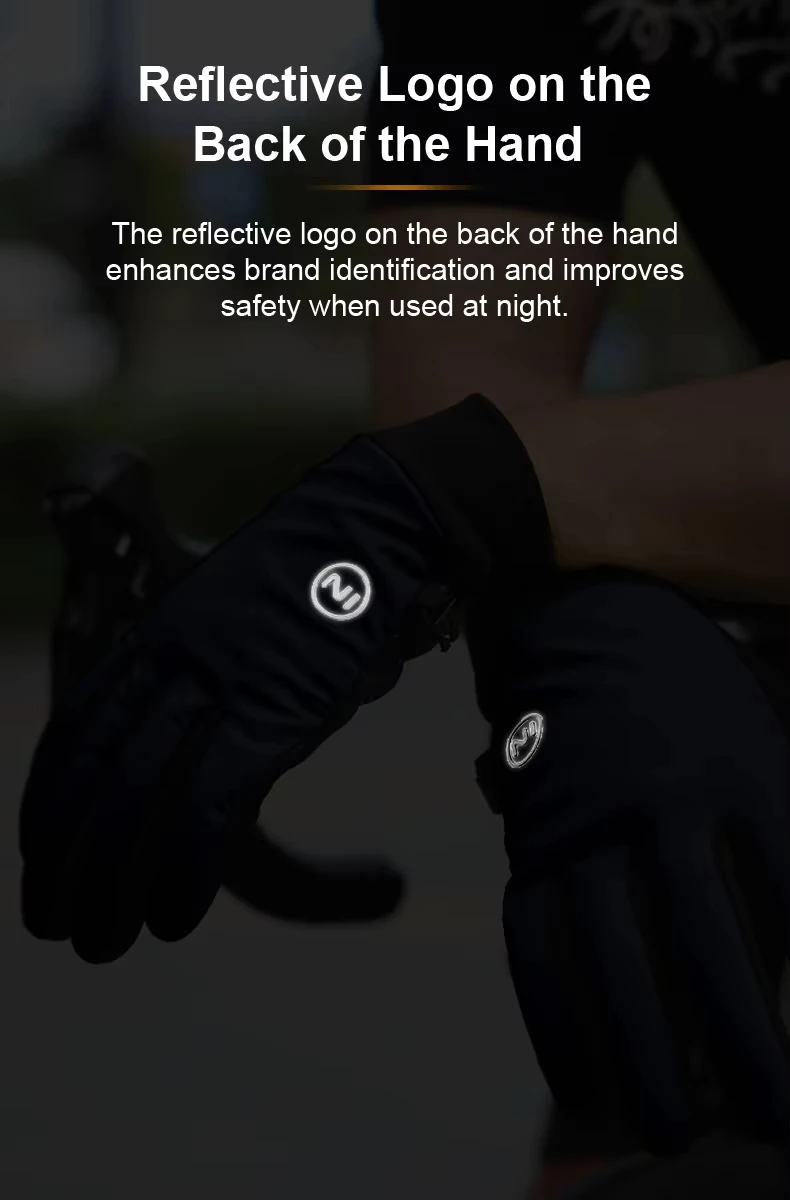 INBIKE Winddichte Fleece-Herren-Fahrradhandschuhe, warm, Vollfinger-Touchscreen, stoßdämpfend, rutschfest, lange Finger, Rennrad – Detail 8